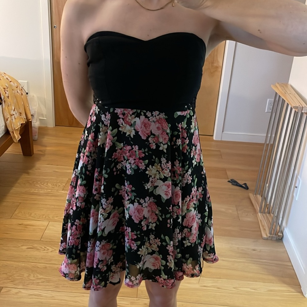 Strapless floral dress